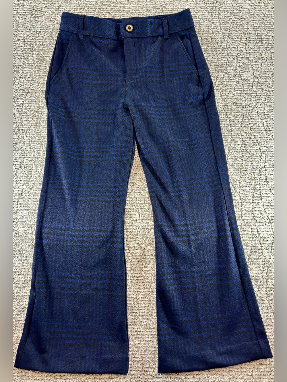 Cabi Women’s Size‎ 8 Blue-Black Plaid Checkout Wide Leg Trouser Pants